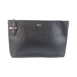 Alexander McQueen embossed black leather clutch bag with silver hardware for ...